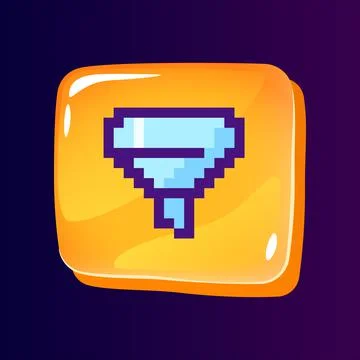 Funnel glossy ui button with pixelated color icon Stock Illustration