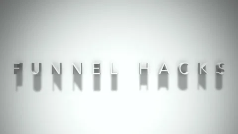 Funnel hacks 3D title animation white text on a white background Stock Footage 299823945