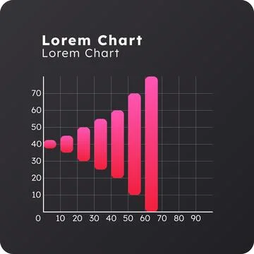 Funnel horizontal dark slide chart Stock Illustration