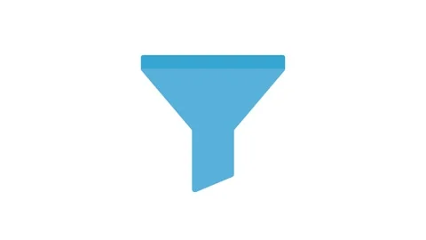 Funnel icon with a blue downward arrow, symbolizing data collection or filt.. Stock Footage 333909460