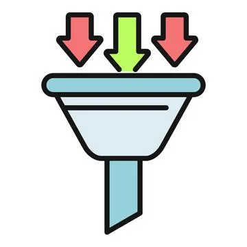 Funnel icon for data filtering and processing concepts Stock Illustration