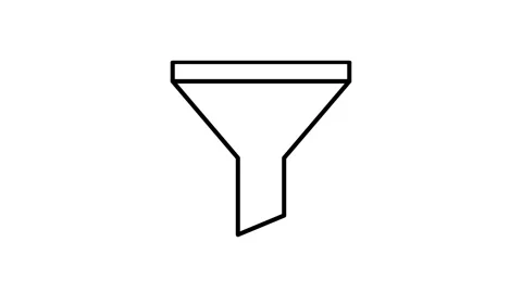 Funnel icon with a downward arrow, symbolizing data collection or filt.. Stock Footage 334037386