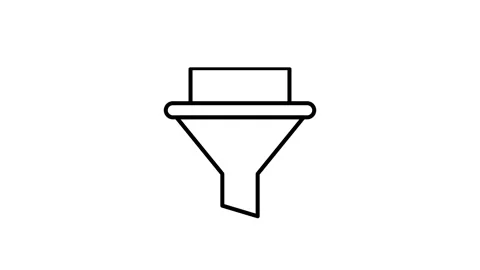 Funnel icon with a paper document, symbolizing data filtering or organizati.. Stock Footage 334037632