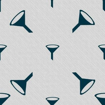 Funnel icon sign. Seamless pattern with geometric texture. Vector Illustrazione stock
