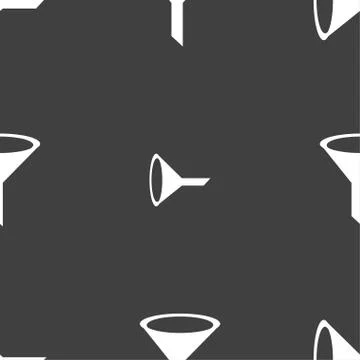 Funnel icon sign. Seamless pattern on a gray background. Vector Stock Illustration