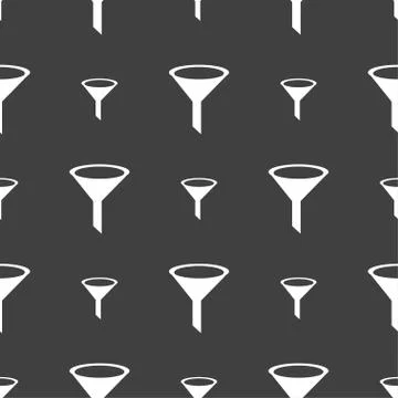 Funnel icon sign. Seamless pattern on a gray background. Vector Stock Illustration