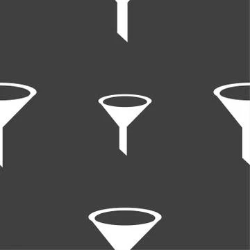 Funnel icon sign. Seamless pattern on a gray background. Vector Stock Illustration