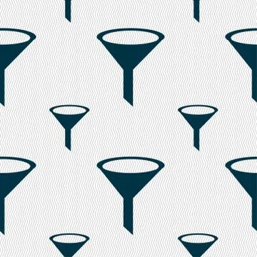 Funnel icon sign. Seamless pattern with geometric texture. Stockillustratie