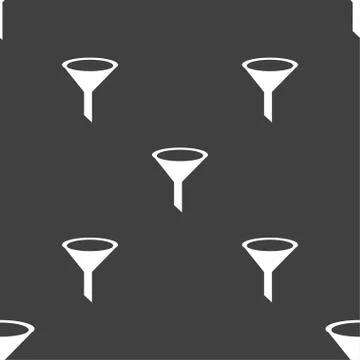 Funnel icon sign. Seamless pattern on a gray background. Illustrazione stock