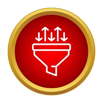 Funnel icon symbolizing data filtering and conversion process Illustrazione stock