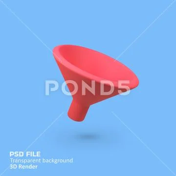 Funnel isolated 3d render icon illustration PSD Template