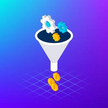 Funnel Leads Gear Money Concept Stock Illustration