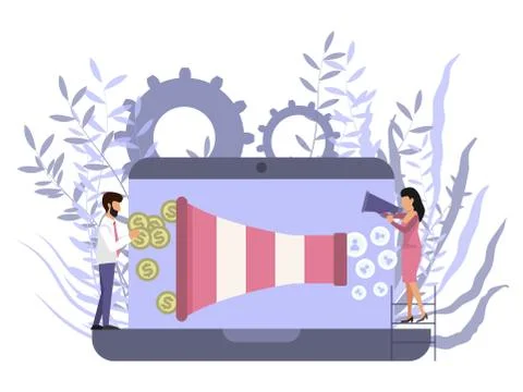 Funnel leads generation, monetization tips vector illustration Ilustração Stock