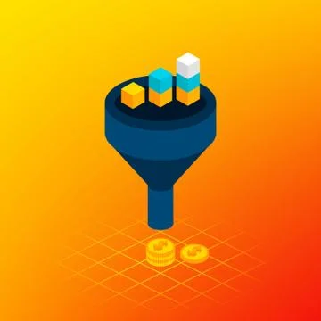 Funnel Leads Statistics Concept Stock Illustration
