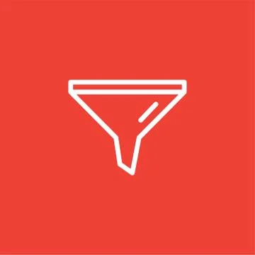 Funnel Line Icon On Red Background. Red Flat Style Vector Illustration Stock Illustration