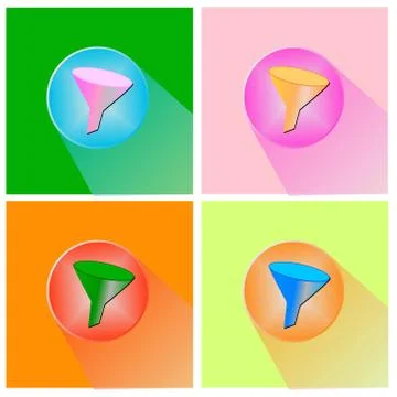 Funnel, long shadow vector icon Stock Illustration