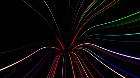 Funnel of neon lines of different colors. abstract dynamic background Stock Footage 160677224