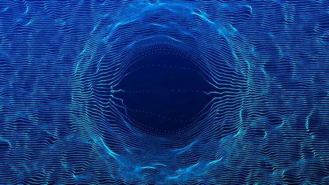 Funnel-shaped tunnel for movement between cyberspaces. Cosmic wormhole. Space Stock Illustration