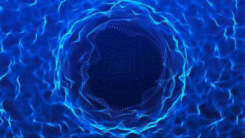 Funnel-shaped tunnel for movement between cyberspaces. Cosmic wormhole. Space Stock Illustration