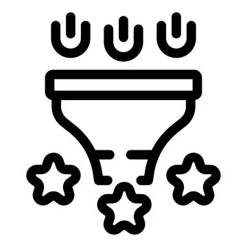 Funnel transforming data into valuable customer insights represented by stars Stock Illustration