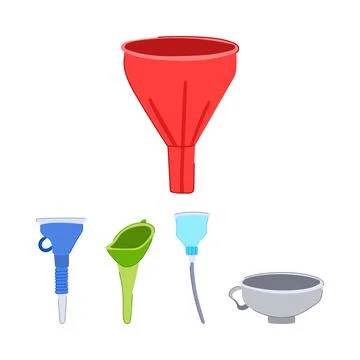 Funnels collection for liquid transfer process Stock Illustration