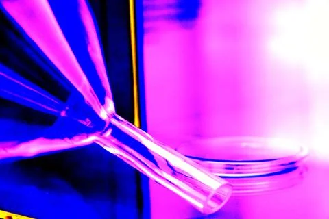 Funnels ,Different size of pharmaceutical funnels, large and small in row. Stock Photos