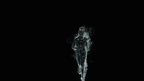 A funny 3D animated character dancing with swords while water splashes 스톡 동영상 327154333