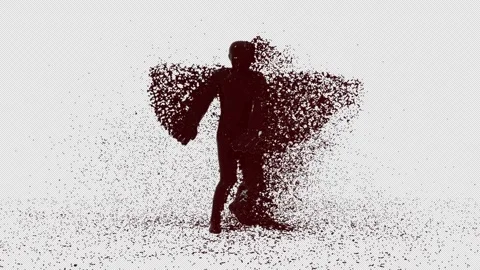 A funny 3D animated character dancing with swords while water splashes Stock Footage 327595246