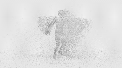 A funny 3D animated character dancing with swords while water splashes 库存影片 327733849