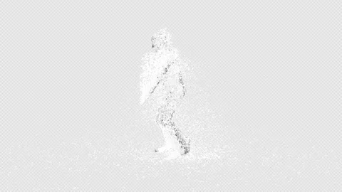 A funny 3D animated character dancing with swords while water splashes Stockbeeldmateriaal 327926039