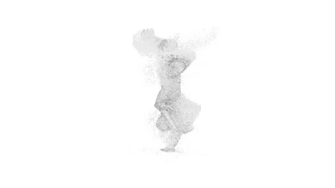A funny 3D animated character dancing with swords while water splashes Video stock 332012833