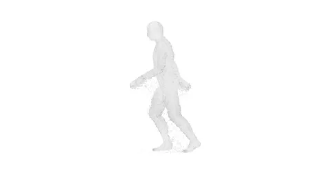 A funny 3D animated character dancing with swords while water splashes Video stock 332618893