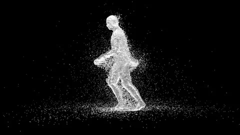 A funny 3D animated character dancing with swords while water splashes Stock-Footage 332618962