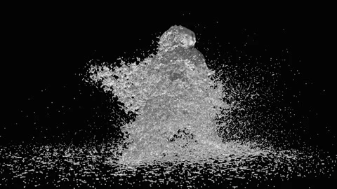 A funny 3D animated character dancing with swords while water splashes Stock Footage 334235227