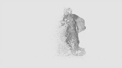 A funny 3D animated character dancing with swords while water splashes Stockbeeldmateriaal 335843583