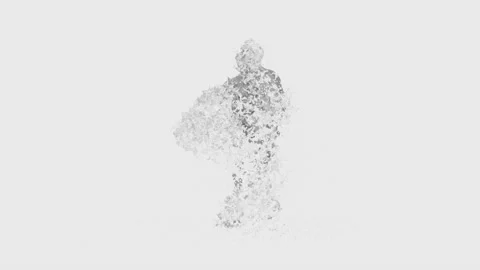 A funny 3D animated character dancing with swords while water splashes Stock Footage 335843607