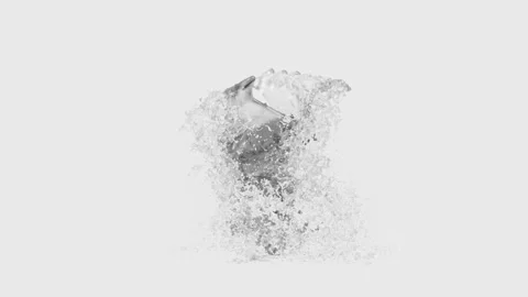 A funny 3D animated character dancing with swords while water splashes Stock Footage 341612663