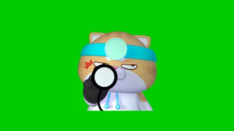 Funny 3D Cat Examining Patient with Stethoscope on Green Screen  4K Video Stock Footage 302863860
