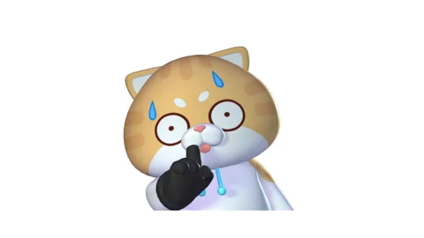 Funny 3D Cat Startled and Warning on White Background  4K Video Stock Footage 302860134