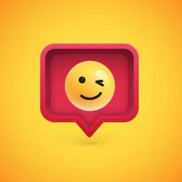 Funny 3D emoticon in 3D speech bubble, vector illustration Stock Illustration