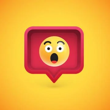 Funny 3D emoticon in 3D speech bubble, vector illustration Stock Illustration