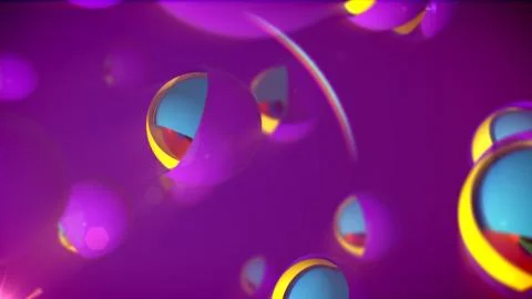 A funny 3d illustration of alien looking balls of rainbow colors put in incli Stock Illustration