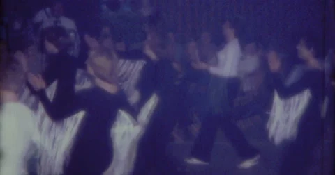 Funny 70s Dance Group Formation 16mm Stock Footage 46787346