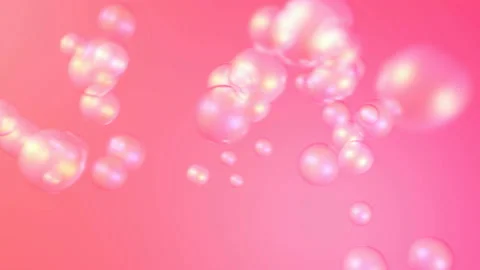 Funny abstract soap bubbles flying on pink coral background. 4K animation render Stock Footage 100437997