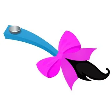 Funny accessory in the form of attached tail with purple ribbon bow isolated on Stock Illustration