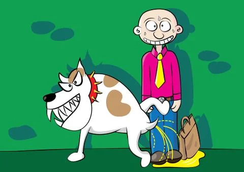 Funny aggressive dog urinating marking territory problem Illustrazione stock