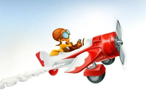 Funny airplane, 3d vector cartoon isolated on white background Stock Illustration