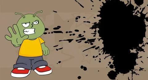 Funny alien cartoon expression background8 Stock Illustration