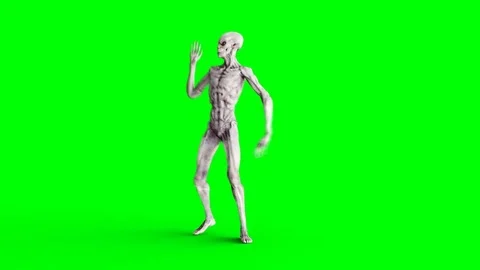 Funny alien dancing . Realistic motion and skin shaders. 4K green screen footage Stock Footage 82544958