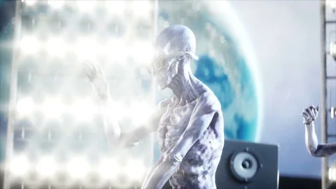 Funny aliens dancing on the moon. UFO concept. Earth on background. Space party. Stock Footage 81453931